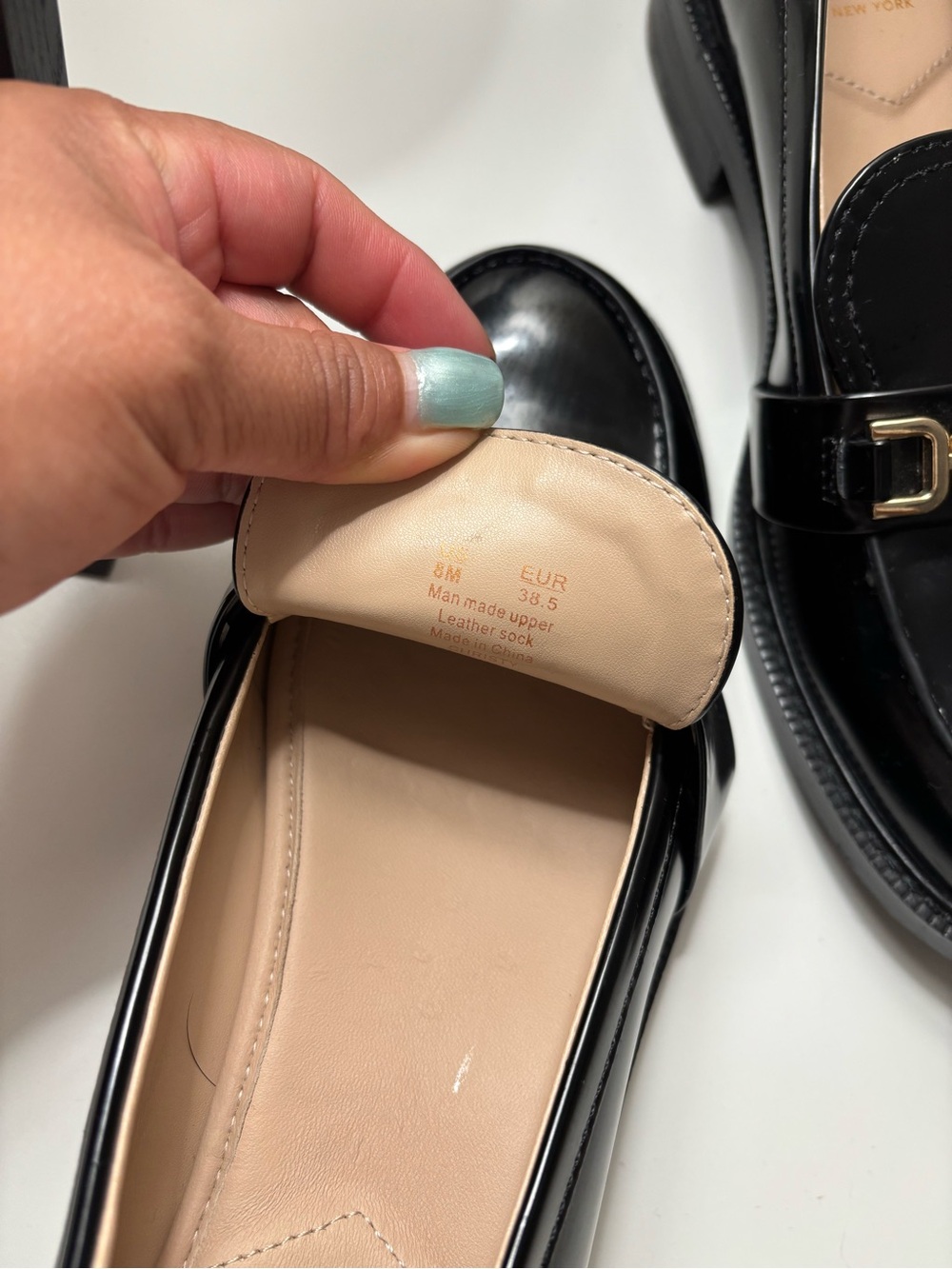 Sam Edelman Black Patent Loafers with Gold Chain Accent - Picture 5 of 8